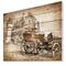 Designart - Medieval Castle with Carriage - Contemporary Print on Natural Pine Wood